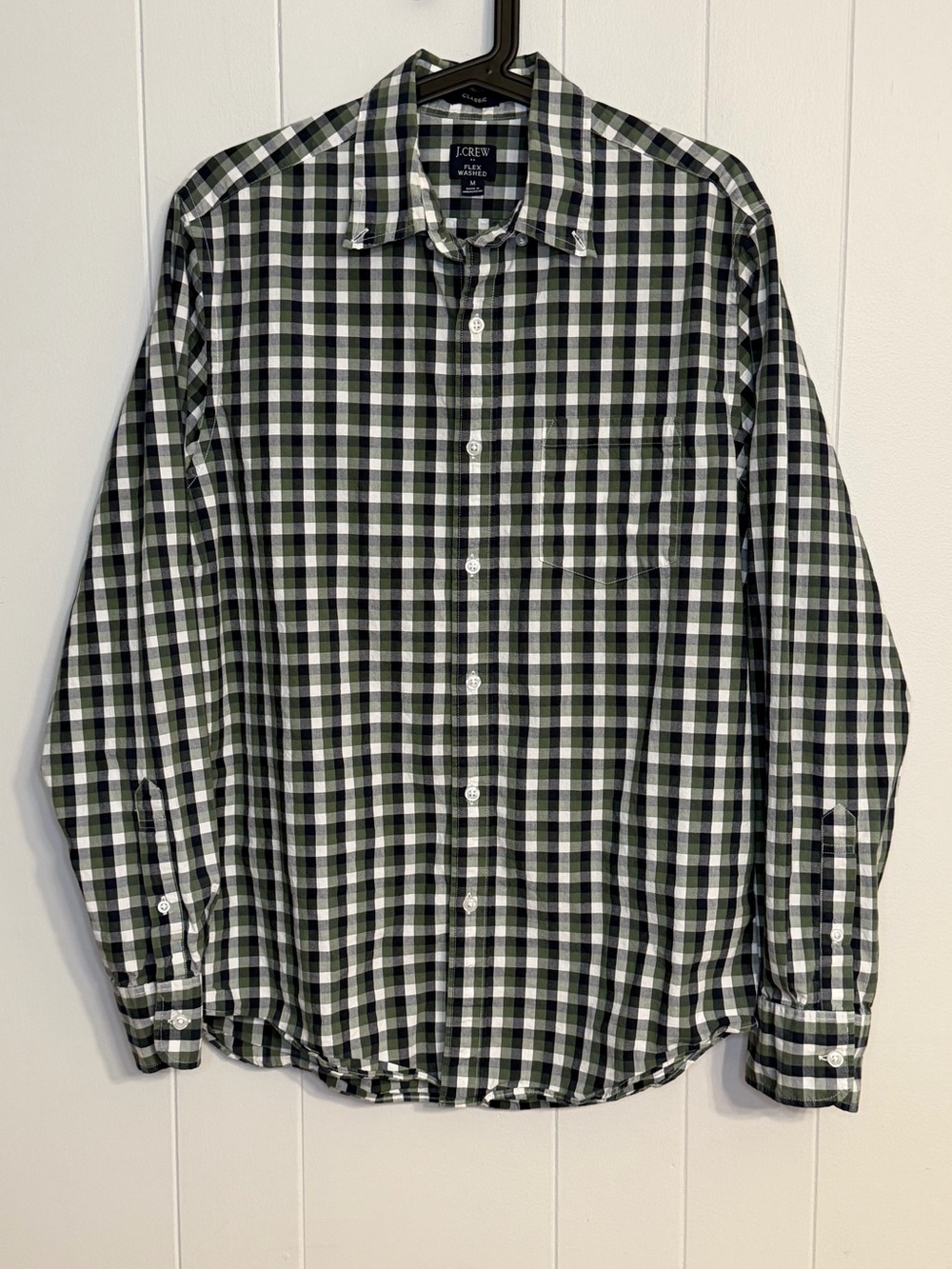 J.Crew Men’s Flex Washed Classic Gingham long sleeve Button Down Shirt Size M